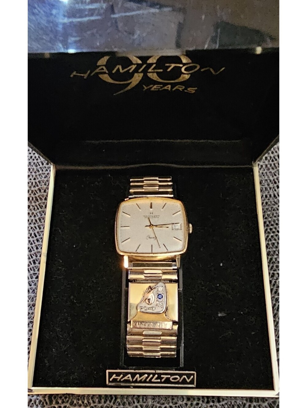 Vntg. Men's Hamilton Masterpiece Quartz Presentation Watch PG&E 10K GF& 10K pend